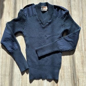 Vintage navy Canadian army 100% wool sweater